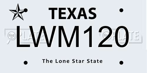 LWM120 Texas License Plate