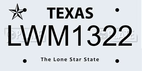 LWM1322 Texas License Plate