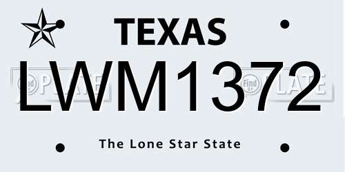 LWM1372 Texas License Plate
