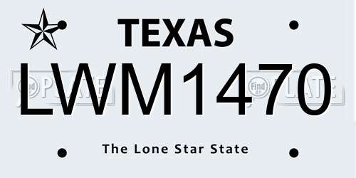 LWM1470 Texas License Plate