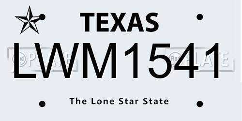 LWM1541 Texas License Plate
