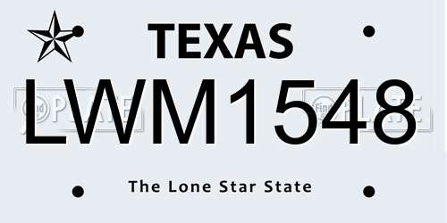 LWM1548 Texas License Plate