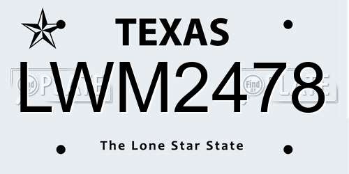 LWM2478 Texas License Plate