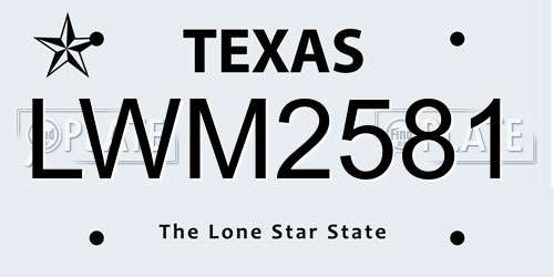 LWM2581 Texas License Plate