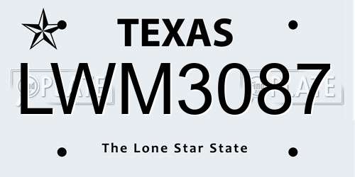 LWM3087 Texas License Plate