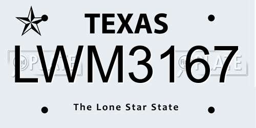 LWM3167 Texas License Plate