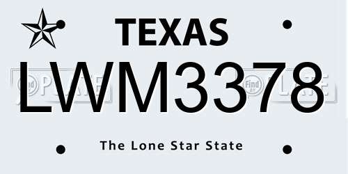 LWM3378 Texas License Plate