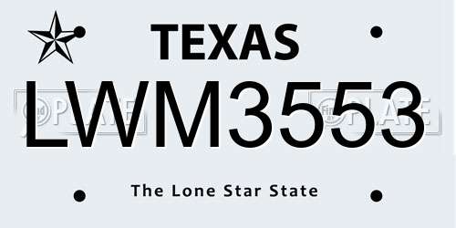 LWM3553 Texas License Plate