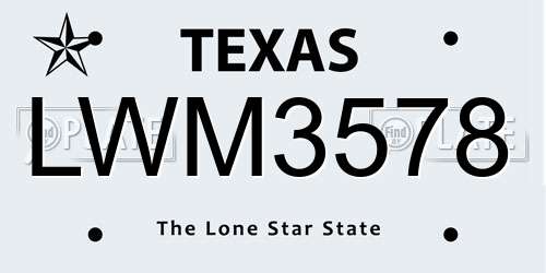 LWM3578 Texas License Plate