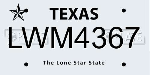 LWM4367 Texas License Plate