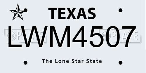 LWM4507 Texas License Plate