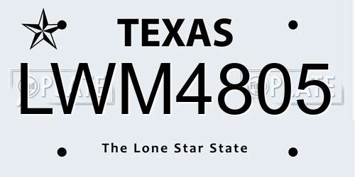 LWM4805 Texas License Plate