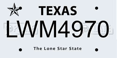 LWM4970 Texas License Plate