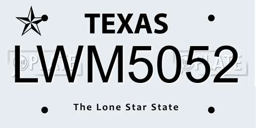 LWM5052 Texas License Plate