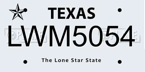 LWM5054 Texas License Plate