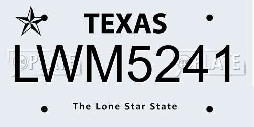 LWM5241 Texas License Plate