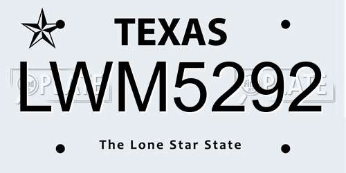 LWM5292 Texas License Plate