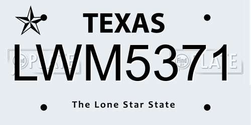 LWM5371 Texas License Plate