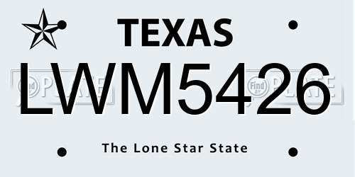 LWM5426 Texas License Plate