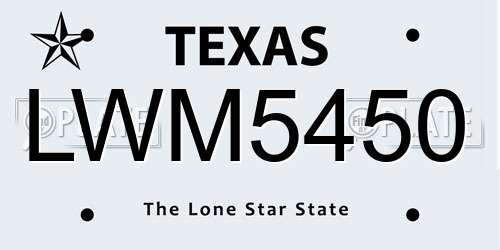 LWM5450 Texas License Plate