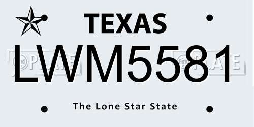 LWM5581 Texas License Plate
