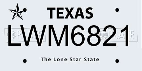 LWM6821 Texas License Plate