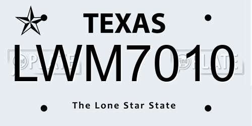 LWM7010 Texas License Plate