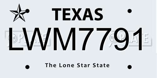 LWM7791 Texas License Plate
