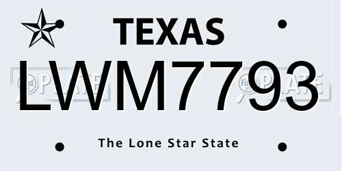 LWM7793 Texas License Plate
