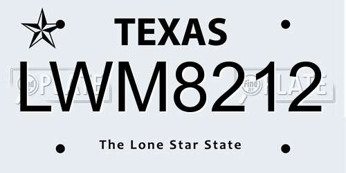 LWM8212 Texas License Plate