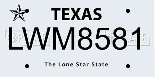 LWM8581 Texas License Plate