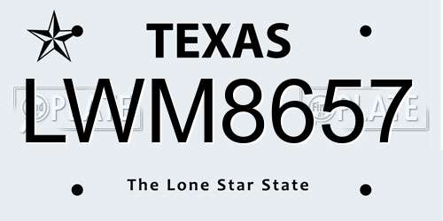 LWM8657 Texas License Plate