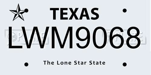 LWM9068 Texas License Plate