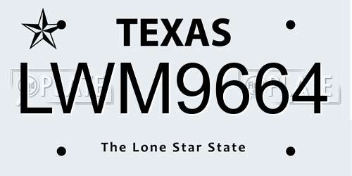 LWM9664 Texas License Plate