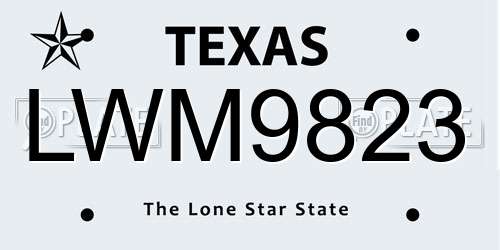 LWM9823 Texas License Plate