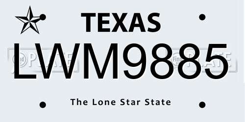 LWM9885 Texas License Plate