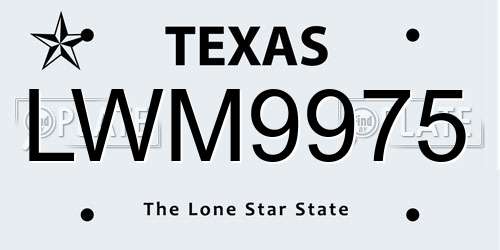 LWM9975 Texas License Plate