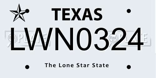 LWN0324 Texas License Plate