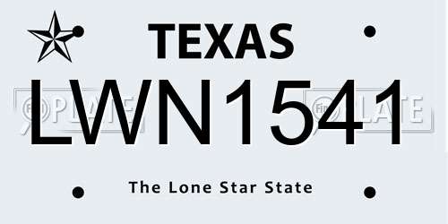 LWN1541 Texas License Plate