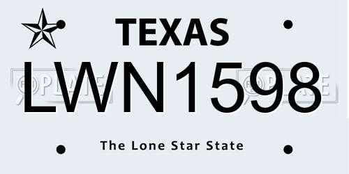 LWN1598 Texas License Plate