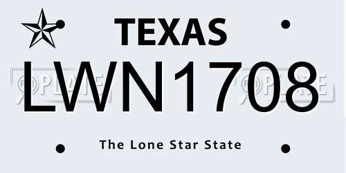LWN1708 Texas License Plate