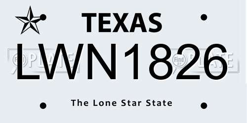 LWN1826 Texas License Plate