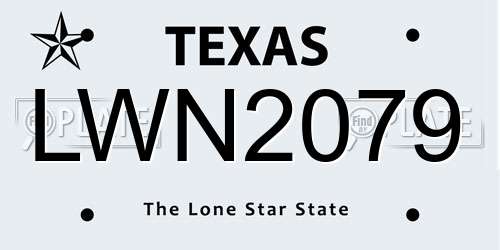 LWN2079 Texas License Plate