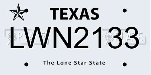 LWN2133 Texas License Plate