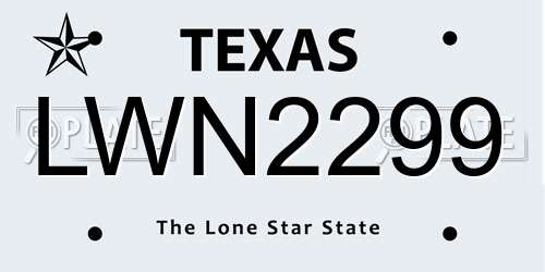 LWN2299 Texas License Plate