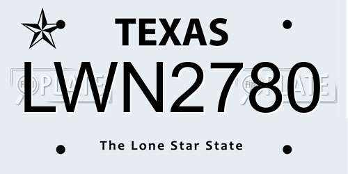 LWN2780 Texas License Plate