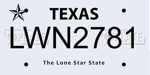 LWN2781 Texas License Plate