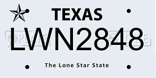 LWN2848 Texas License Plate