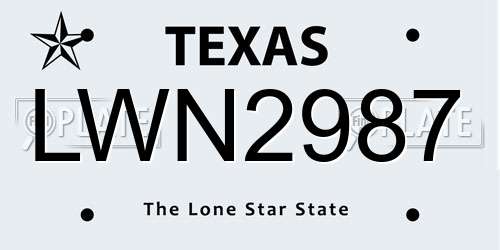 LWN2987 Texas License Plate