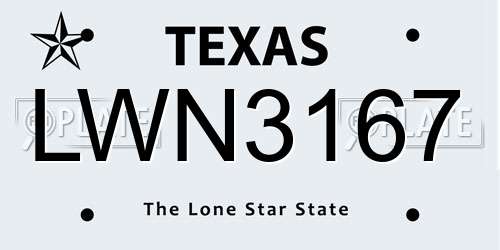 LWN3167 Texas License Plate